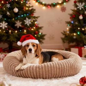 JOEJOY Round Dog Bed with Anti-Slip Bottom & Removable Cover,Rabbit Fur and Teddy Fabric with Drawstrings - 1 of 4