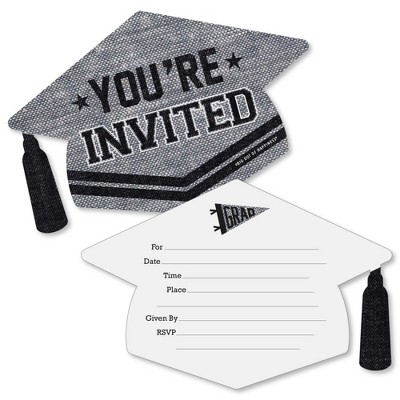 Big Dot of Happiness All Star Grad - Shaped Fill-in Invitations - Graduation Party Invitation Cards with Envelopes - Set of 12