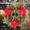 GAOMON 16 Inch Christmas Wreath for Front Door, Xmas Door Wreath with Balls, Artificial Flowers, Berries & Pine Cones - 2 of 4
