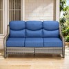 6" Thick Cushion Outdoor Wicker Patio Sofa, All Weather Wicker Outdoor Furniture 3-Seater Sofa High Back Patio Couch for Porch Balcony - 3 of 4