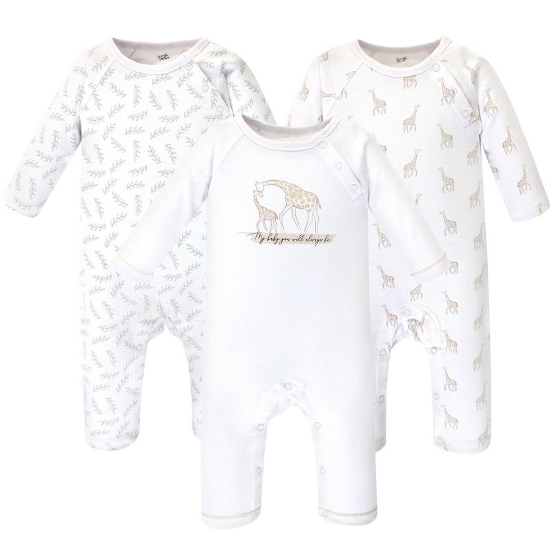 Touched by Nature Baby Organic Cotton Coveralls 3pk, Little Giraffe, 1 of 6