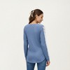 Anna-Kaci Women's Long Sleeve V-Neck Knit Top with Lace Trim Detailing on Sleeves - 4 of 4