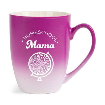 Elanze Designs Homeschool Mama Two Toned Ombre Matte Pink and White 12 ounce Ceramic Stoneware Coffee Cup Mug