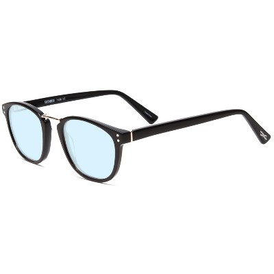 Scott&Zelda SZ7436 Unisex Blue Light Block Eyeglass Oval Gloss Black Silver 49mm +0.25 Custom Lens Non-Refundable