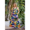 24seven Comfort Apparel Multicolor Floral Sleeveless V Neck Maxi Dress With Pockets - 4 of 4