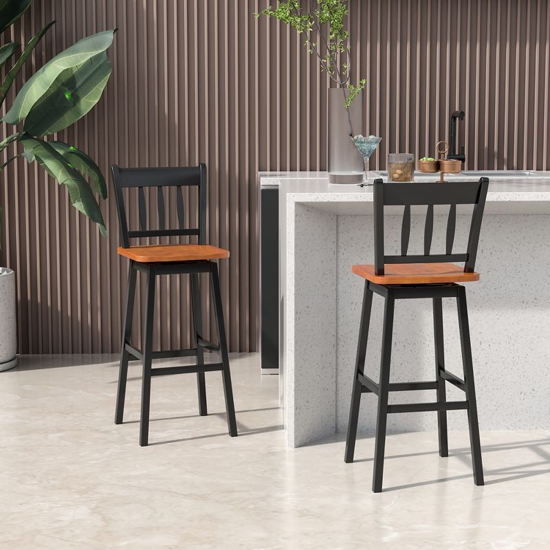Costway Set of 2 Swivel Bar Stools 30.5'' Pub Height Dining Bar Chairs Cream, 2 of 9