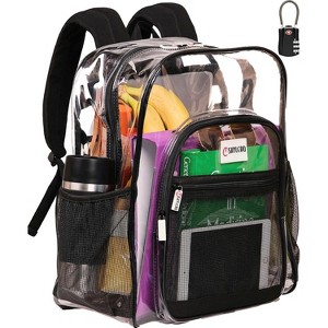 Heavy Duty Clear Backpack with TSA Lock & 2-Way Zipper, PVC Bookbag for Secure Travel & Events - 1 of 4