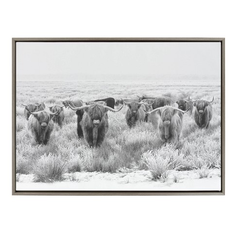 Black and White Highland Cow Fabric