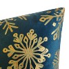 18"x18" Snowflakes Velvet Foil Printed Holiday Square Throw Pillow - Edie@Home - 3 of 4