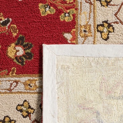 Handmade Red and Ivory Synthetic 4' x 6' Rectangular Area Rug