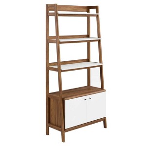 Modway 71" Bixby Bookshelf Display White/Walnut: Modern Arched Design, 4-Tier Storage, Metal Hardware - 1 of 4