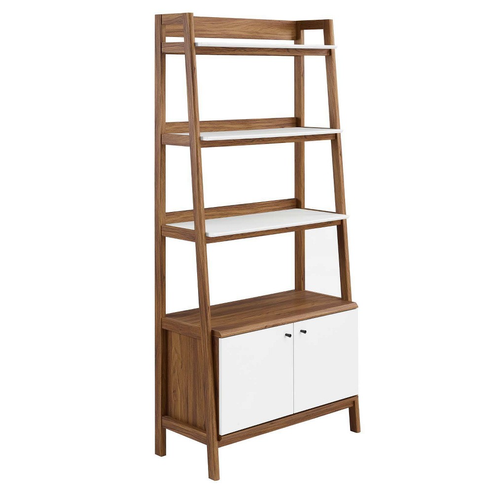 Photos - Garden & Outdoor Decoration Modway 71" Bixby Bookshelf Display White/Walnut: Modern Arched Design, 4-Tier Storage, Metal Hardware 