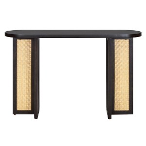 VYNXARIA Console Tables - Farmhouse Rattan Entryway Table, 56in Narrow Hallway Table with Storage, Espresso - 1 of 4