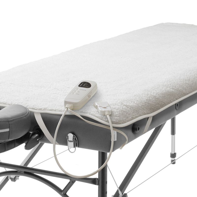 Saloniture Deluxe Massage Table Warmer, Felt Lined Heating Pad with Five Heat Settings - 72" x 30", White, 2 of 7