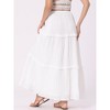 Allegra K Women's High Waist Tiered Belt Ruffle Lattice Texture Casual A Line Maxi Skirt - 4 of 4