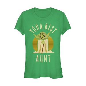Juniors Womens Star Wars Yoda Best Aunt Cartoon T-Shirt - 1 of 3
