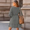 Women's Elegant Geometric Print Long Sleeve Mini Dress - Cupshe - 4 of 4