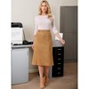 INSPIRE CHIC Women's Faux Suede Elastic High Waist A-line With Pockets Midi Skirt - 2 of 4