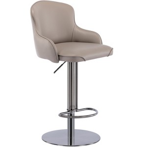 Grungis PU Leather Swivel Bar Stools Set of 1,Counter Stools with Backrest and Adjustable Height,Kitchen Chair for Kitchen Island - 1 of 3