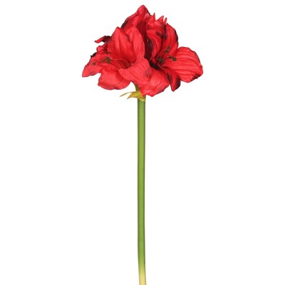 Artificial Single Amaryllis (3/Bag) (28") Red - Vickerman