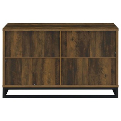 Ryatt Dark Pine and Black 4-Door Wood Accent Cabinet