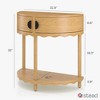 Stead Scalloped Skirt Half Moon Table for Entryway, Curved Console Table with Storage, Solid Wood with Two Doors (Natural Oak) - 2 of 4