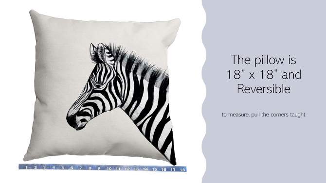 18&#34;x18&#34; Zebra Square Throw Pillow Ivory - e by design, 2 of 5, play video