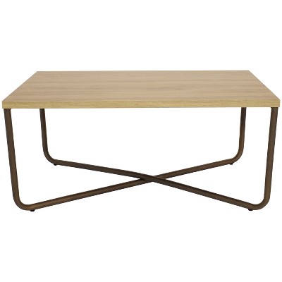 CrossBase 50'' Faux Wood and Metal Minimalist Coffee Table