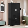 Tall Bathroom Storage Cabinet, Cabinet with Two Doors and Drawers, Adjustable Shelf, MDF Board - Leovsnove - 2 of 4