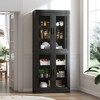 2-Piece Modern Minimalist Glass Door Wood Grain Edge Cabinet, Multifunctional Storage 3-Layer Shelf - 2 of 4