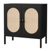 Rattan Buffet Cabinet with Doors and Shelves, Storage Console Cabinet for Living Room, Dining Room, Hallway, Black - 3 of 4