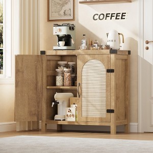 Garvee Rattan Sideboard Buffet Cabinets with Storage, Farmhouse Storage Cabinet, Wooden Coffee Bar Cabinet for Kitchen, Dining Room, Living Room - 1 of 4