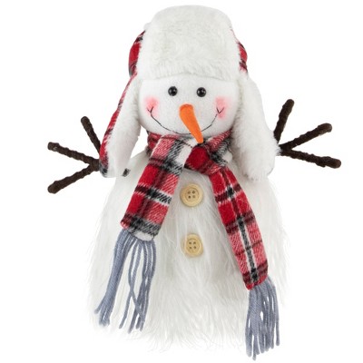 Northlight Snowman In Plaid Trapper Hat And Scarf Christmas Decoration 