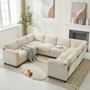 Hyleory 115" Corduroy Oversized Modular Sectional Sofa, U Shaped Couch, Large 8 Seater Corner Sofa for Living Room, Office, Spacious Space - 1 of 4