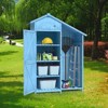 VisioGear Outdoor Shed, Wood Storage Shed with Waterproof Asphalt Roof, Multiple-tier Shelves for Garden, Blue, 46.45"*21.25"*70" - 3 of 4