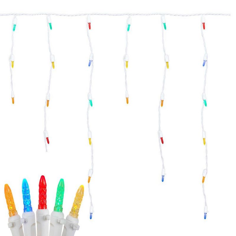 Novelty Lights M5 LED Icicle Lights on White Wire 150 Bulbs, 1 of 7
