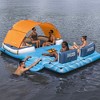 Bestway CoolerZ Tropical Breeze 6 Person Inflatable Party Island Large Relaxing Water Float with Detachable Sunshade and Cooler Bag, Blue/Orange - 2 of 4