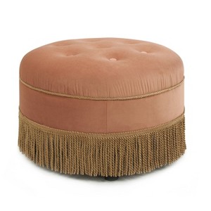 NicBex Modern 24" Round Ottoman Upholstered Footstools with Button Tufted Top for Bedroom and Living Room - 1 of 4