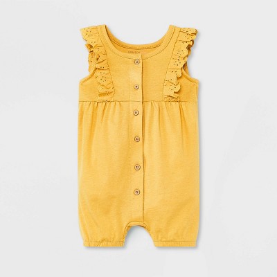 TargetGrayson Mini Baby Girls' Eyelet Shoulder Button-Front Romper - Yellow