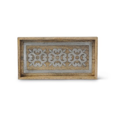 GG Collection Wood and Inlay Metal Heritage Collection  13-Inch Long Bath Tray