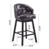 SKRAN 33.25"  Swivel Bar Stools with Backs Set of 2 Upholstered with Button-Tufted Backrest, Rubberwood Frame,for Home Bar, Kitchen Counter - 3 of 4