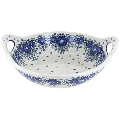 Blue Rose Polish Pottery Melanie Deep Bowl with Handles