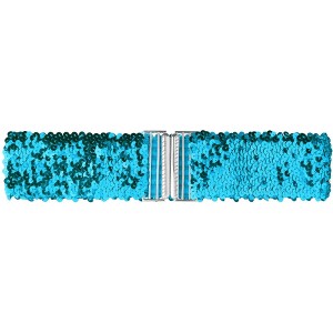 Allegra K Women's Stretchy Waist Belts Metal Interlock Buckles Sequins Decor Belts 60cm/23.62" 1 Pc - 1 of 4