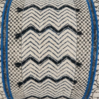 Blue Boho Rug Style Cotton Lumbar Throw Pillow Cover