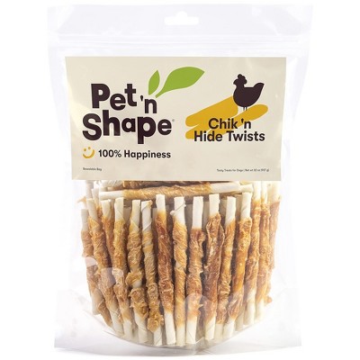 Pet 'n Shape Chicken Hide Twists Dog Treats, 32 oz Chews in Resealable Bag