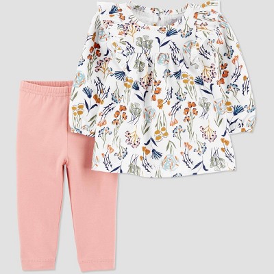 Image of Baby Girls' Floral Top & Bottom Set - Just One You® made by carter's Pink/Off-White 3M