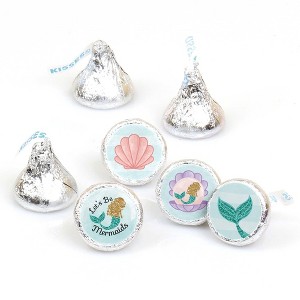 Big Dot of Happiness Let's Be Mermaids - Baby Shower or Birthday Party Round Candy Sticker Favors - Labels Fits Chocolate Candy (1 sheet of 108) - 1 of 4