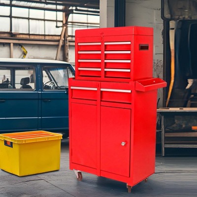 NicBex Detachable 5-Drawer Rolling Tool Chest Mobile Tool Cart with Cabinet and Adjustable Shelf for Garage