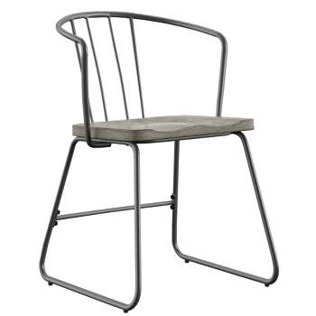 Set of 2 Nowell Iron Dining Chairs Gray - Inspire Q