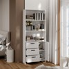 6-Tier Bookshelf with Doors Drawers, Bookcase with 3-Tier Open Shelves, Wood Book Shelf with Storage Cabinet for Home Office, Living Room, Bedroom - 3 of 4